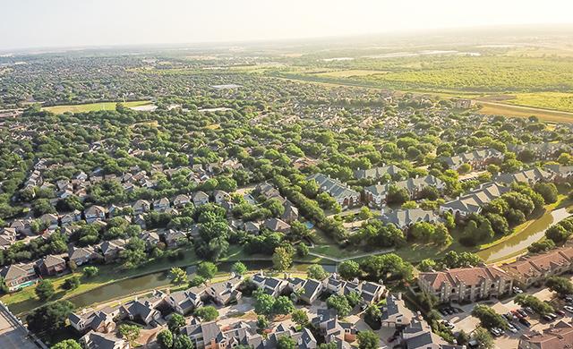 Arial view of suburbs